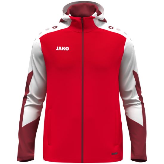 Afbeeldingen van Jas met kap Dynamic rood/wit/donkerrood
